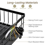 SNTD Dish Drying Rack for Small Kitchen Counter, 11" W x 15" L, Black