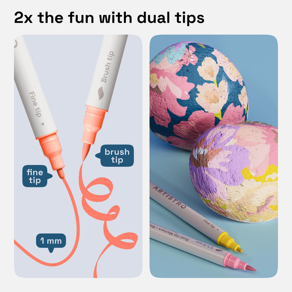 ARTISTRO 24 Pastel Dual-Tip Acrylic Paint Marker Pens for Drawing