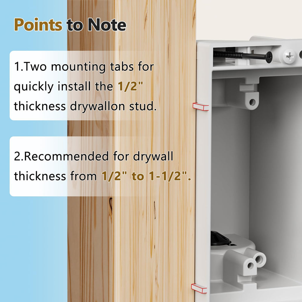 DVFR1W-1 Recessed Outlet Box, Recessed Electrical Box for Wall Mount TV, Outlet Mounting Box for New Construction&Retrofit Projects, Wall Outlet Box with Duplex & Decorator Style Covers,1-Gang