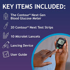 Ascensia CONTOUR NEXT GEN Blood Glucose Monitor All-In-One Kit with 20 Test Strips, Accurate Blood Sugar Monitor, Easy-to-Use Glucose Meter, Portable and Reliable Diabetes Testing Kit