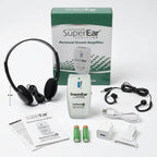 SuperEar SE9000HP Hearing Amplifier – Rechargeable Personal Sound Amplification System with Headphones & Earbuds, 50dB Boost, 3-Tone Selection