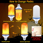 CPPSLEE Upgraded Flame Light Bulbs, 4 Modes Flickering Light Bulbs, E26 Base Fire Flame Bulb for Halloween Decorations Outdoor, Christmas Lights Patio Indoor Home Decor (Yellow, 6 Pack)