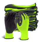 Evridwear Crinkle Latex Rubber Hand Coated Safety Work Gloves for Men Women General Multi Use Construction Warehouse Gardening Assembly Landscaping (Large, Green 12 Pairs)