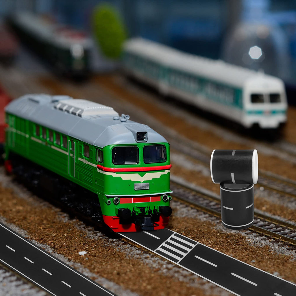 Haconba 10 Rolls 16.4 Feet Road Tape Black Road Tapes for Kids Toy Car Track Racing Party Decoration (Style Set 1)