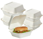 ECOLipak 200 Pack Clamshell Take Out Food Containers, 100% Compostable Disposable To Go Containers，6 * 6 inch To Go Boxes for Salad, Cake,Sandwiches