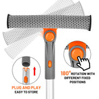 eazer Professional Window Squeegee, 2-in-1 Rotatable Squeegee for Window Cleaning Kit, Window Cleaner Tool, Window Washing Equipment Kit with Extension Pole (20''-30'') for Shower/Windshield