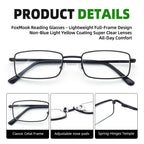 6-Pack Metal Reading Glasses for Men Women Spring Hinge Readers Clear Lens Non Yellow Coating, 3 Black 3 Gunmetal 2.0 x