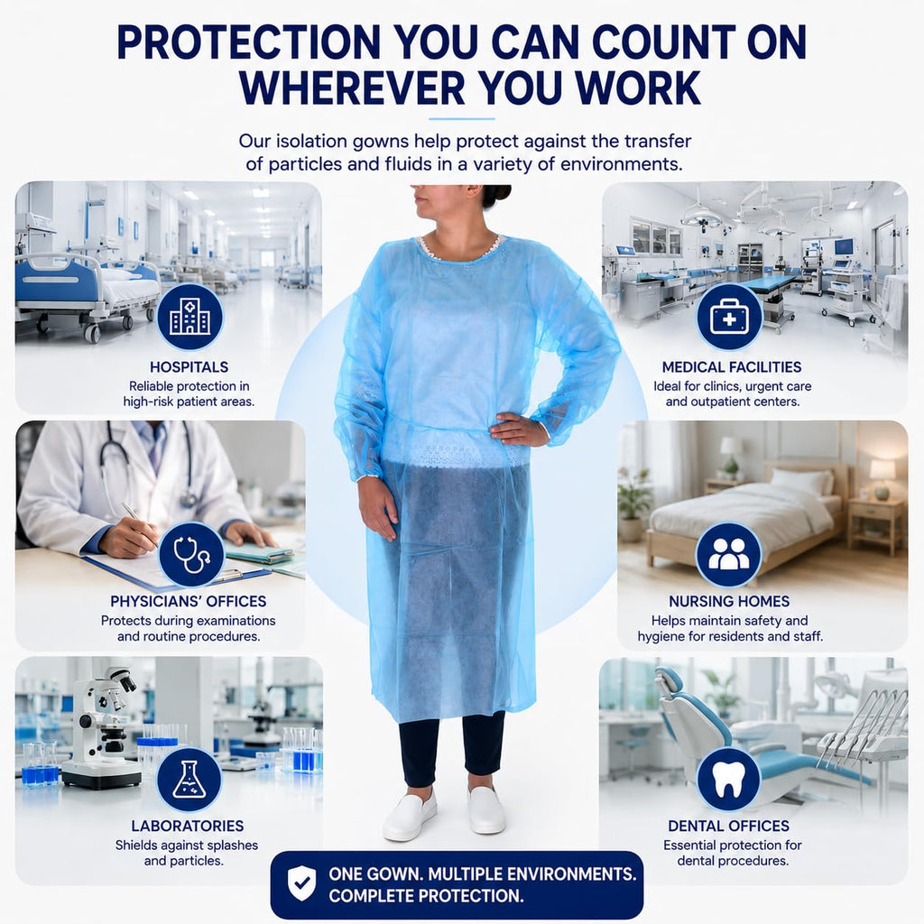 Dealmed Blue Isolation Gown – Disposable Medical Gowns, Latex-Free, Perfect for Hospitals, Medical Facilities, and Physicians’ Offices (Case of 50)