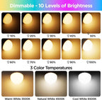 Rechargeable Battery Operated Light Bulb with Remote Control 4 Packs, 350LM Dimmable Detachable LED Bulb with 15 Colors Selectable & 3 Timer, Wireless Puck Light Bulb for Wall Sconce, Non-Hardwired