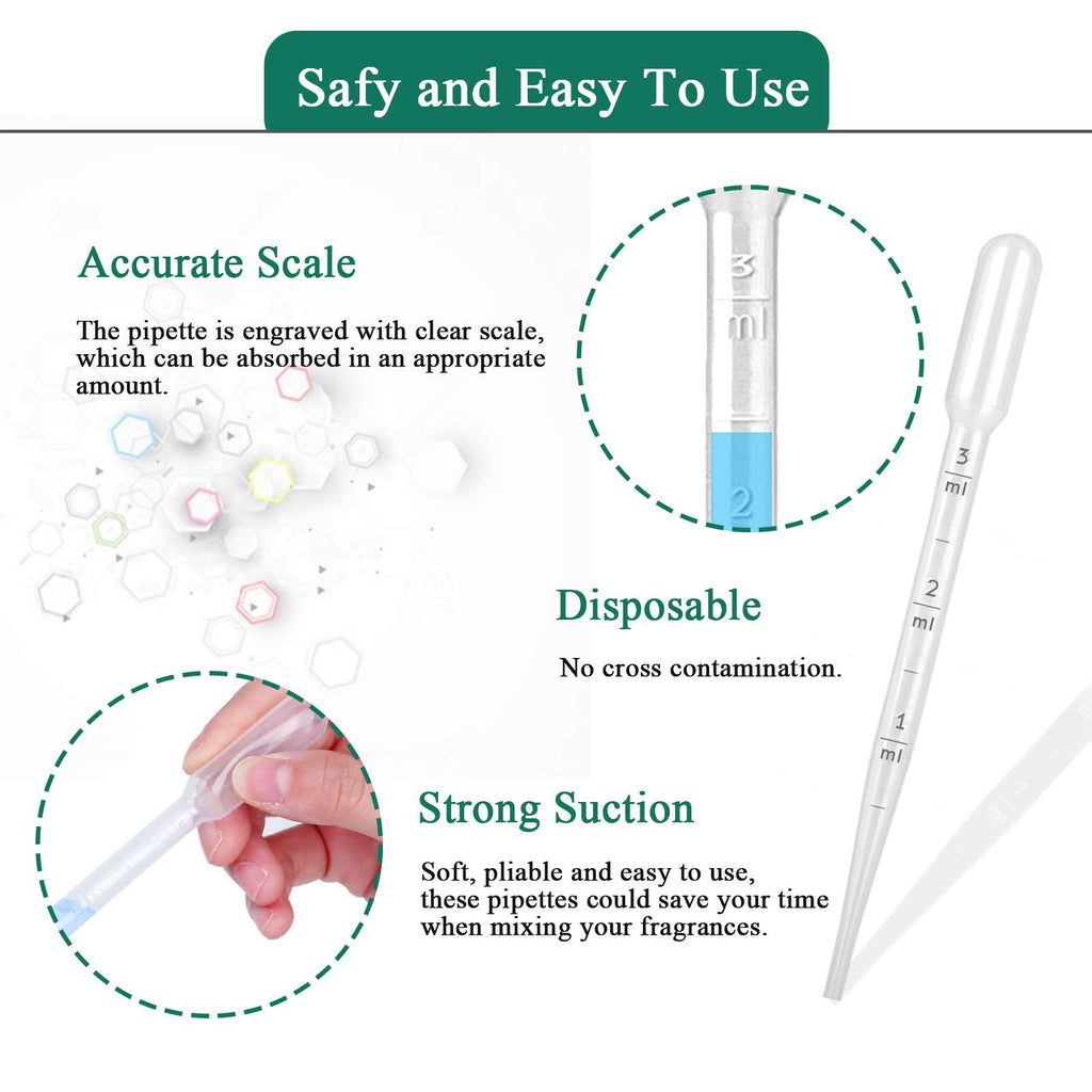 moveland 1000PCS 3ml Disposable Plastic Transfer Pipettes for Lab, Oil, Art