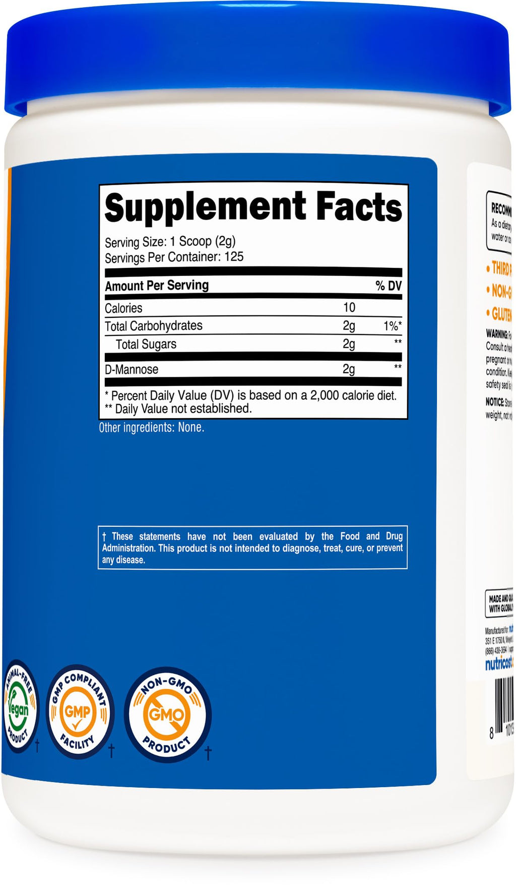 Nutricost D-Mannose Powder 250 Grams - Non-GMO and Gluten Free