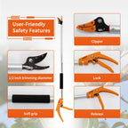 3.5 ft (1.0m) Cut & Tree Trimmer for Precision Gardening Pruning & Fruit picking, 40 in Long Reach Pruning Shears - Lightweight Aluminum Rust-Resistant Picker, Branch Bypass Loppers(1/4" Max Cut)