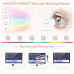 Madison Avenue TR90 Blue Light Blocking Glasses Anti Eyestrain UV Glare Blue Light Glasses for Women TV Phone Computer Gaming Eyeglasses (Pink Tortoiseshell)