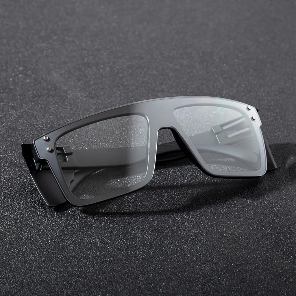 BINGKING UV400Transition Photochromic Safety Glases Light to Dark Grey Lenses ANSI Z87 Impact Approved Wraparound Style Frame (Black)