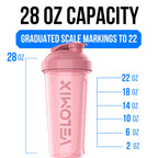 VELOMIX -2 Pack- 28 oz Protein Shaker Bottles for Protein Mixes - 2x Wire Whisk | Leak Proof Shaker Cups for Protein Shakes | Protein Shaker Bottle Pack | Shakers for Protein Shakes-Pink&Black