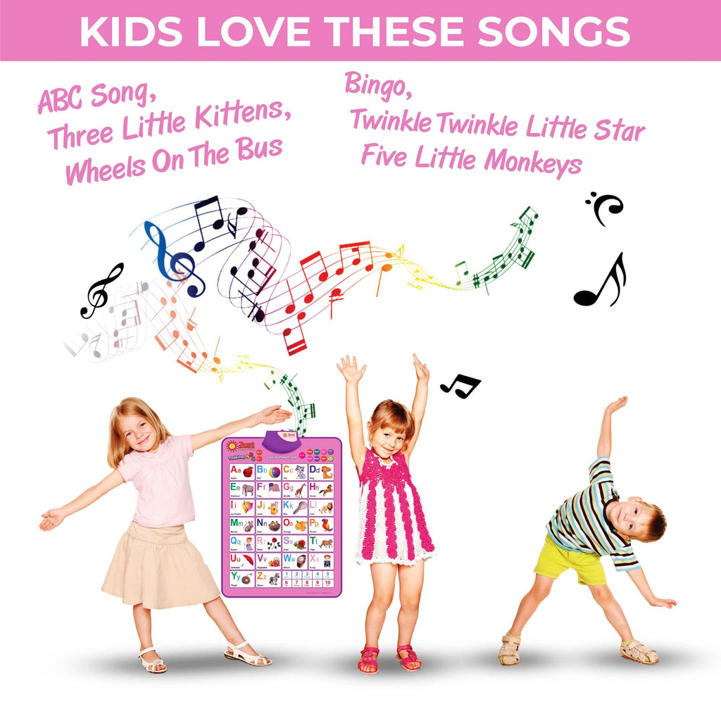 Just Smarty Interactive Alphabet Wall Chart | Talking ABCs & 123s Music Poster | Learning Toys for Toddlers 1-3 | Best Gift for Toddler Girl Ages 1 2 3 4 5 | Learning Posters for Toddlers 2-4 Years