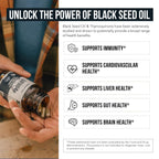 20% Thymoquinone Black Seed Oil Extract Capsules - TQ-Advanced 4X®: Potent Thymoquinone Concentration Available - 60:1 Concentrate from Nigella Sativa, Raw Form, Vegan, Glass Bottle (60 Capsules)