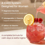 CalmRest Calm Magnesium Powder Calming Drink Mix Cortisol Supplement for Women with Ashwagandha, Saffron, L Theanine, Vitamin D3-Stress Relief & Relaxation Support, No Sugar, 30Ct, Raspberry Lemonade