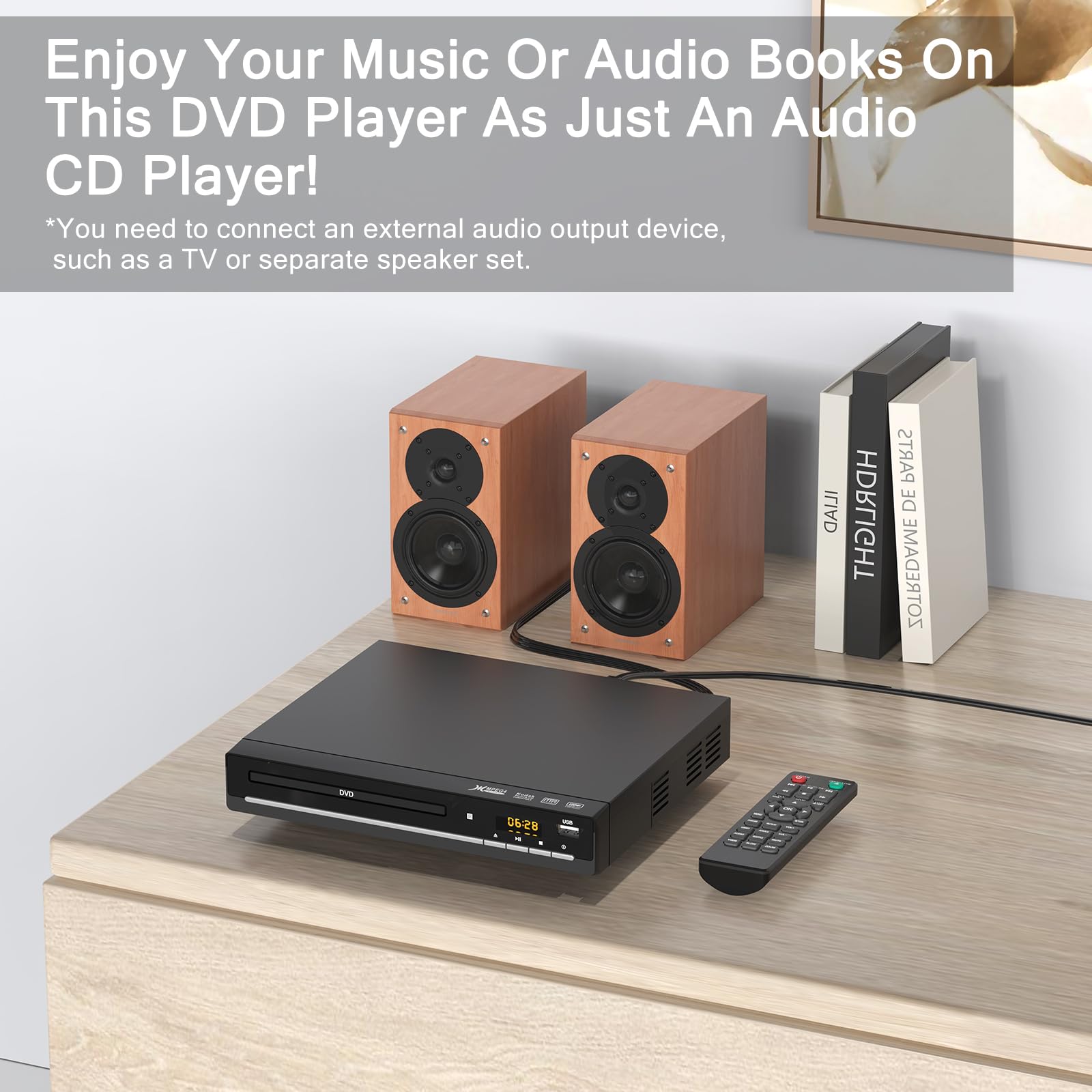 DVD Players for TV with HDMI,Plays All Regions and Formats,CD Player for Home,Support 1080P Video/CD/DVD/VCD/JPEG/USB, Remote, HDMI and RCA Cables Included