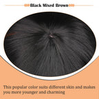 Black Mixed Brown Wig for Black Women Short Wavy Curly Bob Wig with Bangs