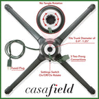 Casafield 360-Degree Rotating Christmas Tree Stand - Adjustable Revolving Base for Up to 7.5 FT Artificial Tree with 3 Built-in Electrical Outlets, Green