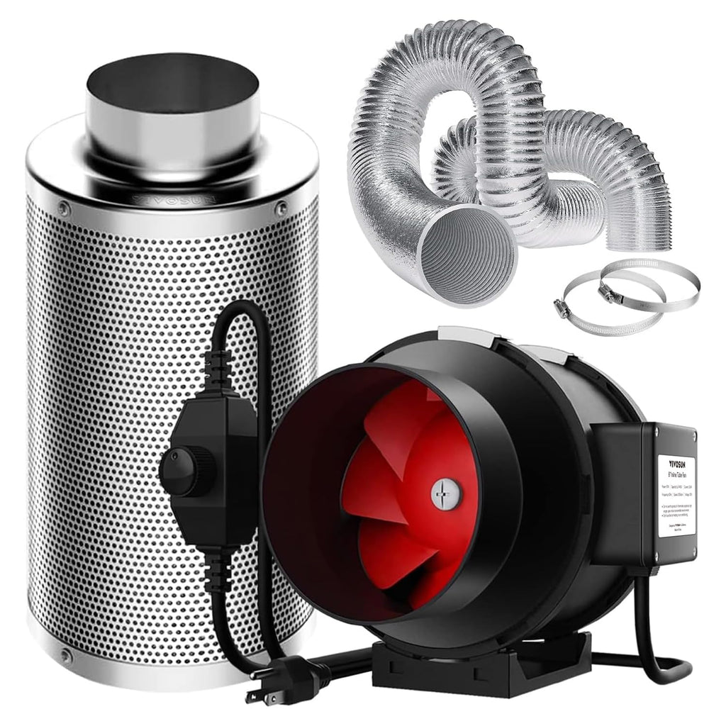 VIVOSUN 6" Inline Fan, Carbon Filter& 16ft Duct, Circulate air, Reduce Odor