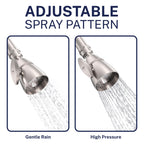 HammerHead Showers® SOLID METAL 2 Inch High Pressure Shower Heads BRUSHED NICKEL – California Compliant 1.75 GPM Low Flow Rate - High Flow Shower Head with ADJUSTABLE SPRAY PATTERN - Fixed Shower Head