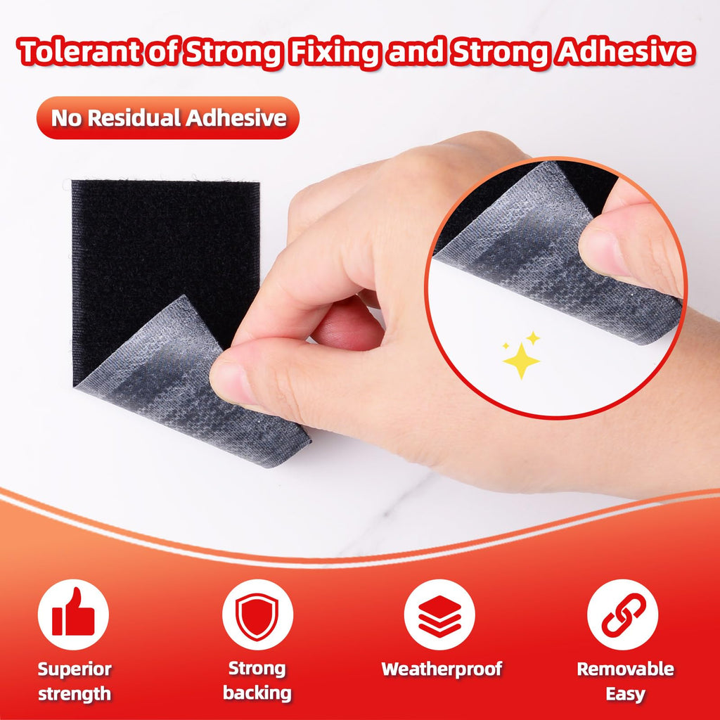 Hook and Loop Tape 1in x 20ft, Heavy Duty Adhesion Strip, Slef Adhesive Interlocking Tape, Back Adhesive Mounting Strips, Reclosable Sticky Back Interlocking Nylon Picture Hanging Strips