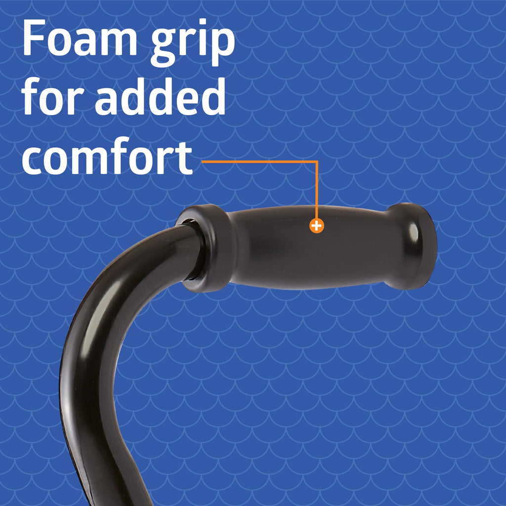 Medline Aluminum Quad Cane with Large Base for Balance, Knee Injuries, Leg Surgery Recovery & Mobility, Portable, Lightweight Walking Aid for Seniors & Adults