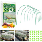 JCKHXG Garden Netting Kit, 10x30FT Ultra Fine Mesh Netting ＆6 Sets of 8FT Fiberglass Garden Hoops for Raised Beds, Vegetable Plants Fruits Flowers Birds Animals Barrier Protection Net