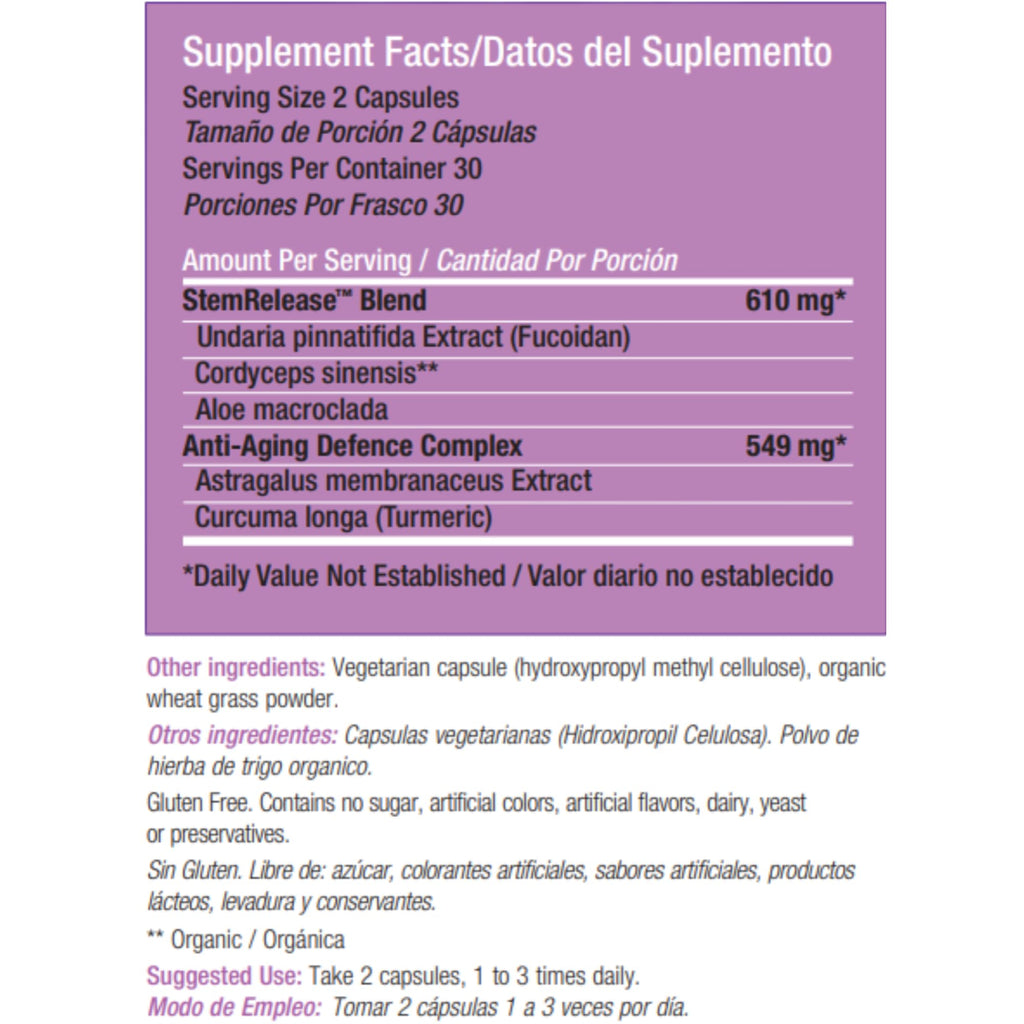 Stemtech Stemrelease3 Cutting-Edge Stem Cell Nutrition for Natural Renewal and Youthful Vitality, Exclusive Blend for Enhanced Telomere Health, 60 Capsules