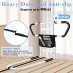 Bed Rails for Elderly Adults Safety: Adjustable Bedside Assist Rails with Storage Pockets, Non-Slip Handles, Items for Elderly Bed Rail, 400LB Gravity Capacity