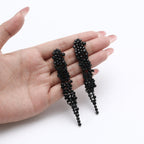 EVER FAITH Austrian Crystal Art Deco Chandelier Long Dangle Earrings Black