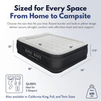 King Koil Luxury Pillow Top Plush Queen Air Mattress with Built-in High-Speed Pump Best for Home, Camping, Guests, 20" Queen Size Double Airbed Adjustable Blow Up Mattress, Waterproof, 1-Year Warranty