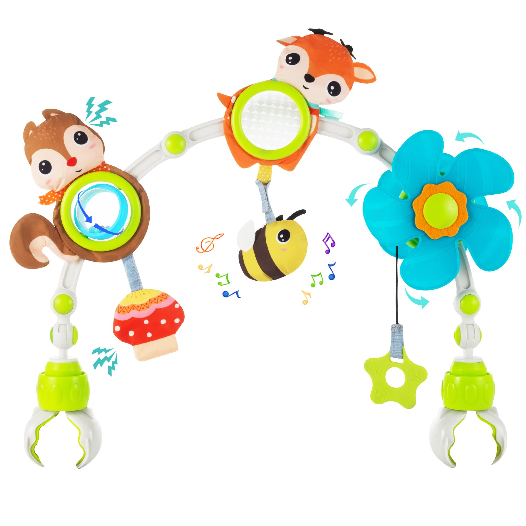 Lynncare Adjustable Arch Bassinet Toys for Infant & Toddlers, Stroller Arch, Baby Crib Toys with Fascinating Hanging for Stimulating Baby’s Senses and Developing Motor Skills