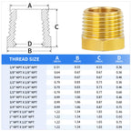 ChillWaves Brass Pipe Fitting, Reducer Hex Bushing 1/2" NPT Male x 1/4" NPT Female Thread Adapter(12-PACK)