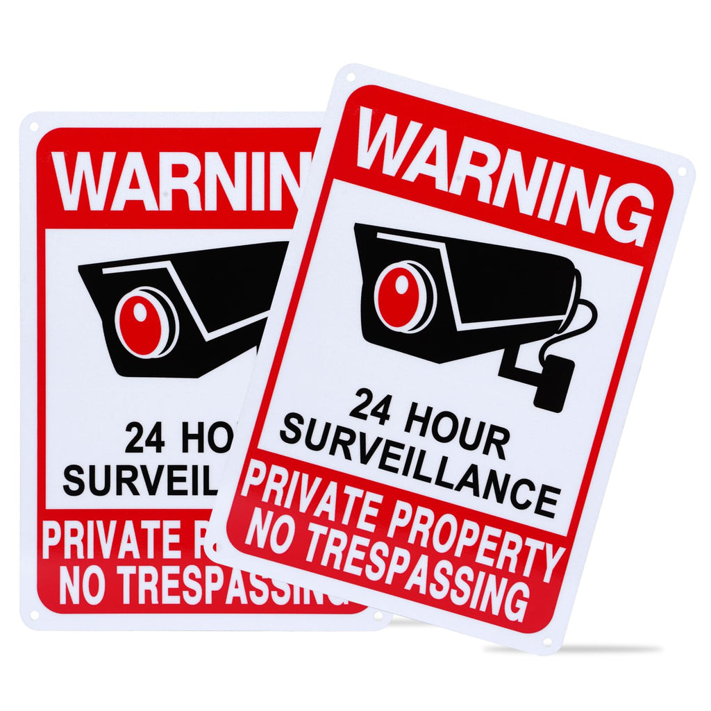 No Trespassing Signs Private Property 2-Pack, 10x7in, Upgraded Enlarged Cam