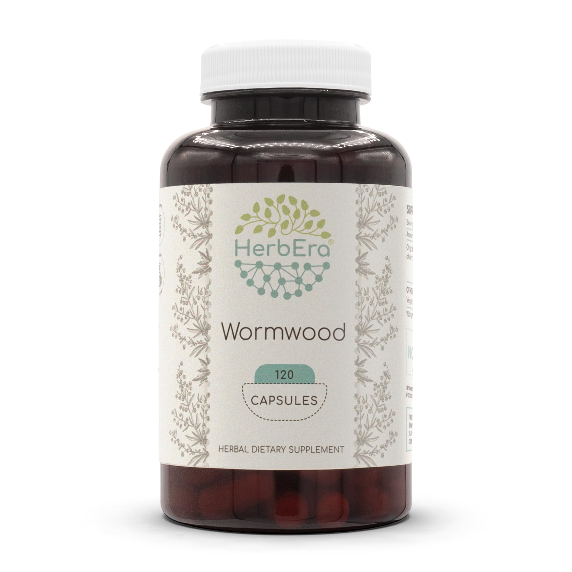 HerbEra Wormwood 120 Capsules, 400 mg, Wormwood (Artemisia Absinthium) Dried Herb (120 Capsules)