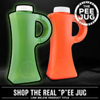 The Original Pee Jug - 2011mL (68oz) Leak & Spill-Proof Portable Urinals for Men - Outdoor Male Urine Bottle for Trucker, Hunting, Travel, Camping, Hospital - Funny Novelty Gag Gift for Him, Green