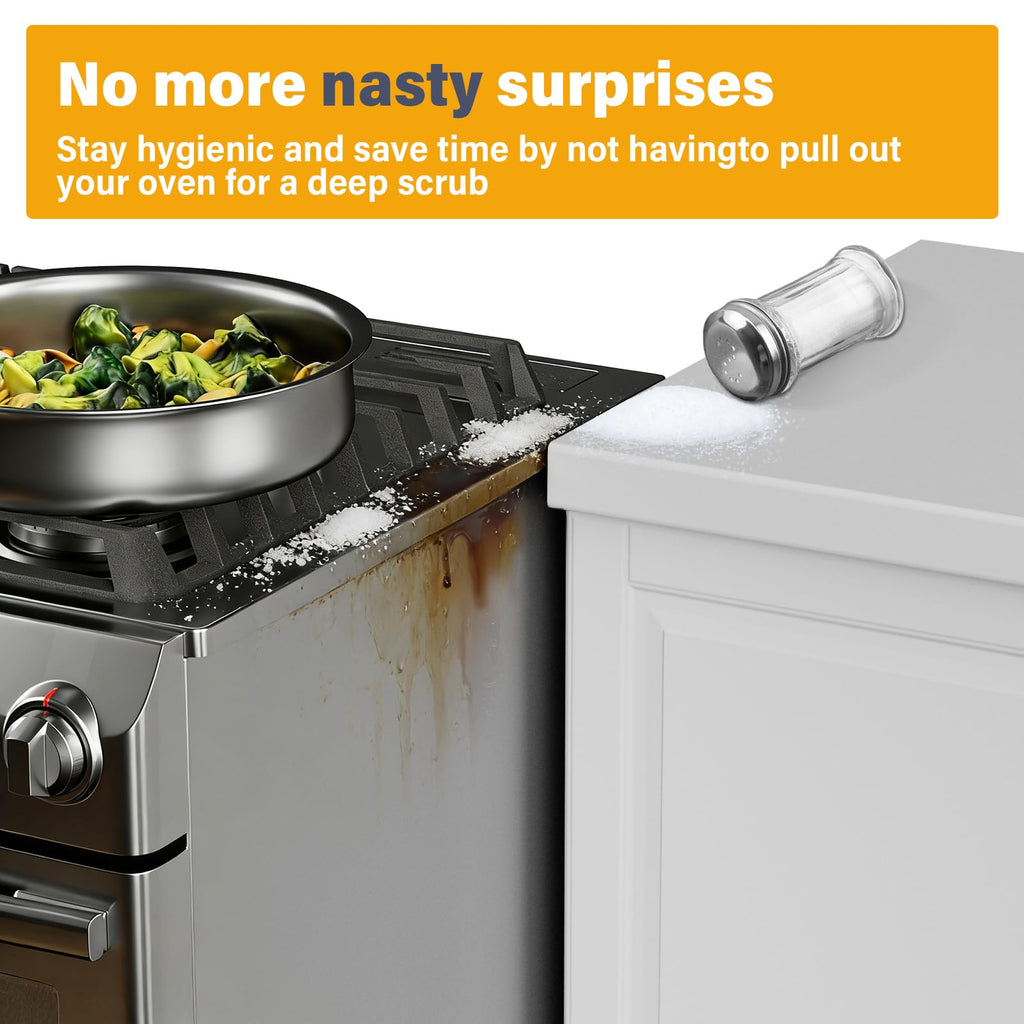 HOSAAM Stove Gap Covers Stainless Steel Black, Stove Gap Filler Extendable Length 13.8" to 27.5", Width 0.79" Oven Gap Filler, Heat Resistant Guard Between Stove Top & Counter (2 Pack)
