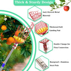 Qiullen 13 FT Extendable Fruit Picker Pole Tool Adjustable Long Handle Fruit Picker Metal Basket Fruit Grabber Tool with Protective Foam Pad Stainless Steel Garden Picker Tool for Apple Mango Lemon