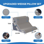 Ahpmeoa 3PCS Wedge Pillow Set for After Surgery, Back Pillow for Bed Sitting up, 10-in-1 Foam Wedge Pillow for Acid Reflux & Back Pain Relief, Post Surgery Pillow for GERD & Snoring, Grey