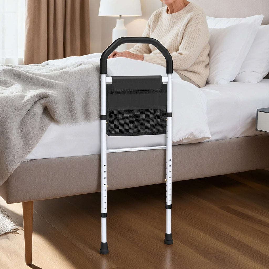MNIENT Bed Rails for Elderly Adults Safety - ASTM Approved Bed Side Rail for Seniors with Support Leg,Two-side Storage Bag, Non-Slip Bed Assist Cane Guard,Adjustable Bedrails for King,Queen,Full,Twins
