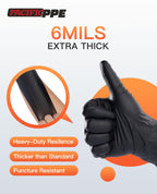PACIFIC PPE 6-mil Heavy Duty Black Nitrile Gloves, Chemical Resistant, Food Safe, Latex Free Disposable Gloves for Mechanic, Cooking, and Cleaning, 100PCs, XL