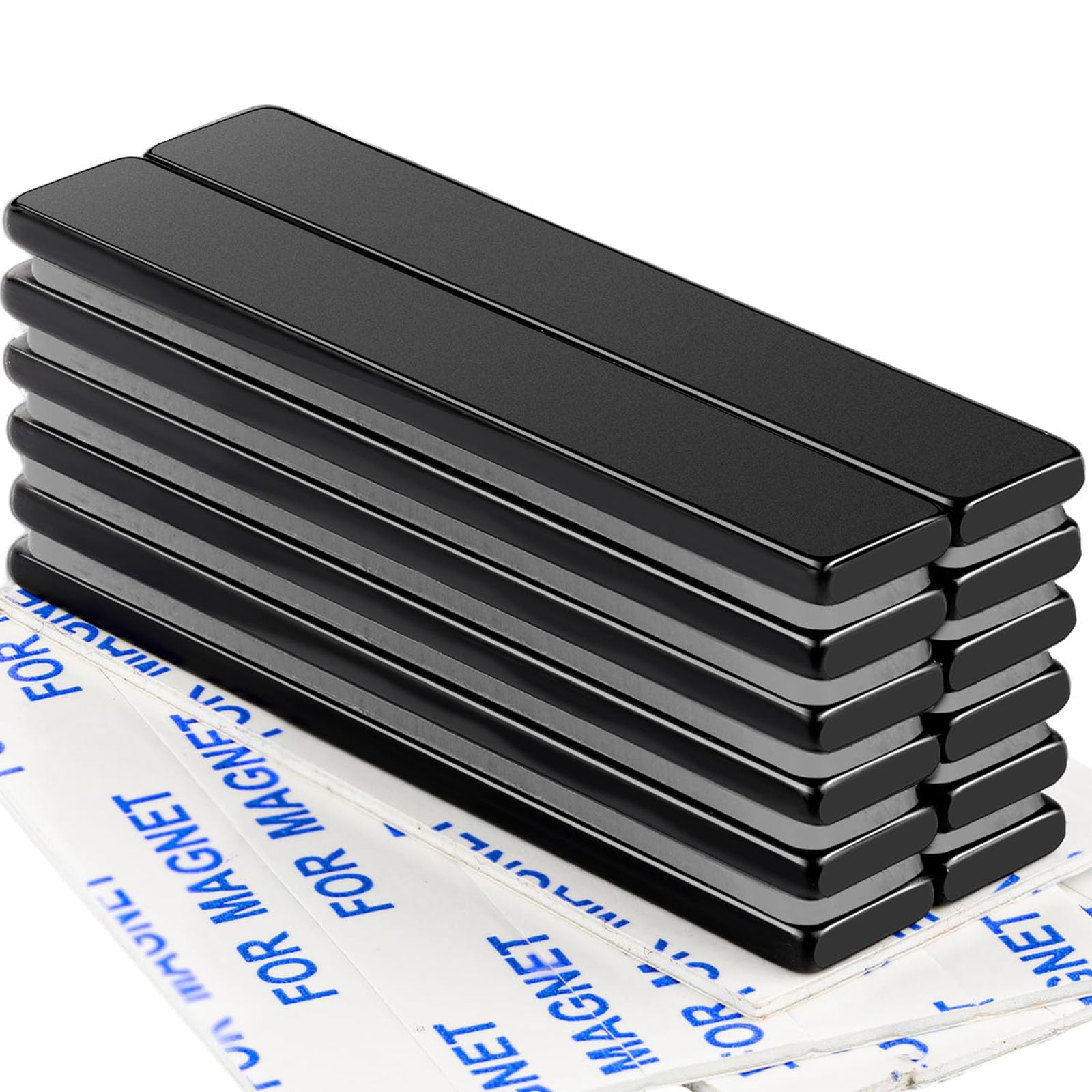 DIYMAG Strong Magnets, 12 Pack Neodymium Magnetic Strips Adhensive Backing