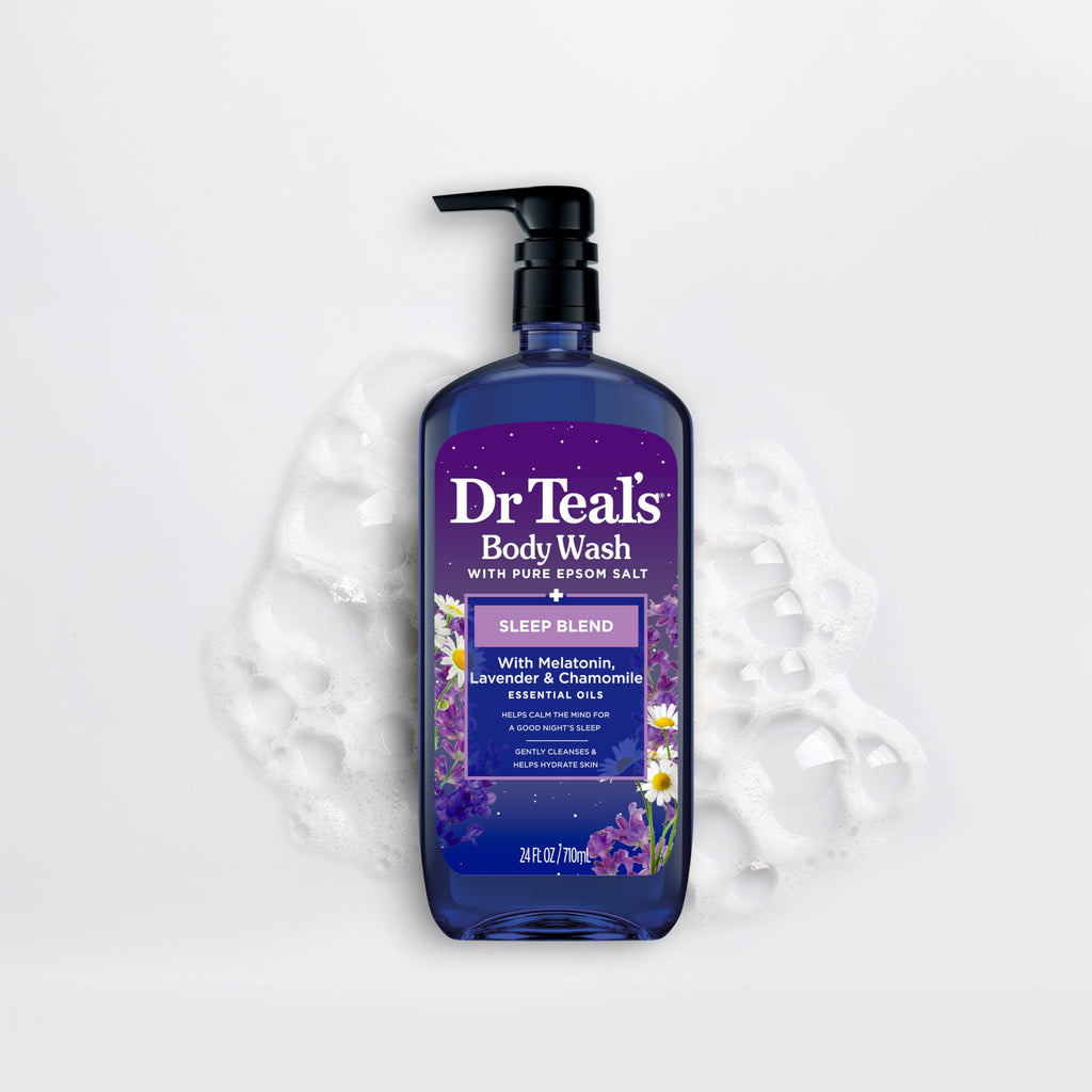 Dr Teal's Body Wash with Pure Epsom Salt, Sleep Blend with Melatonin, 24 fl oz (Pack of 4)