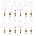 Simba Lighting Candelabra Flame Tip Clear CA10 25W E12 Base (12 Pack) Decorative Incandescent Light Bulbs 120V for Chandeliers, Ceiling Fan Lights, Pendants, Wall Sconces, Dimmable, Warm White 2700K