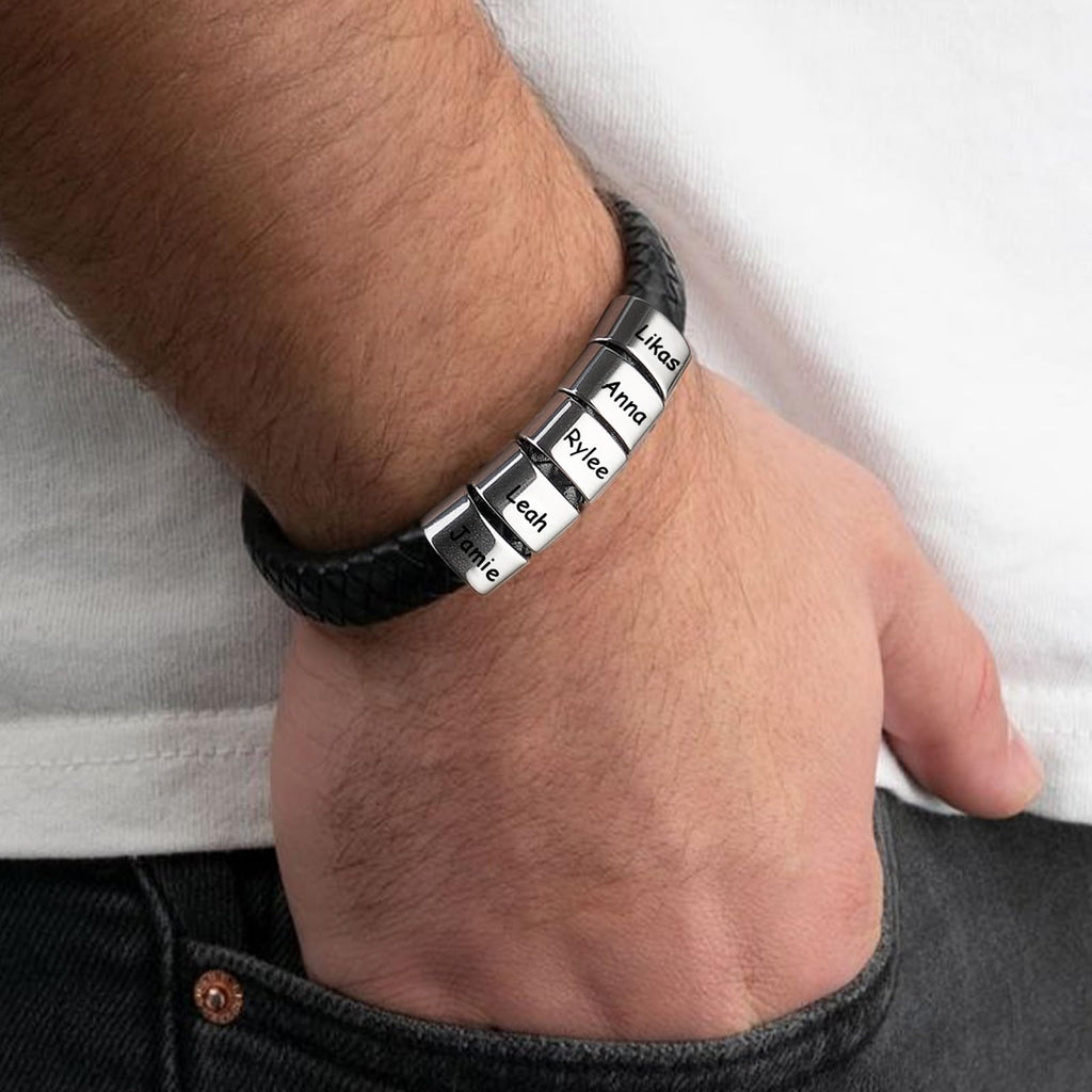 ThermoThrill Fathers Day Bracelet Gifts Custom Bracelets with 1-6 Beads Dad Gifts Customized Mens Bracelet Personalized Gifts for Men Husband
