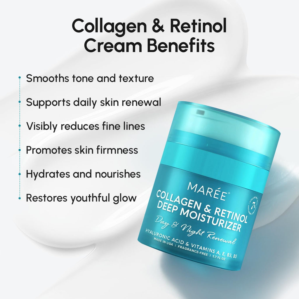 MAREE Face Moisturizer Retinol Cream for Face – Daily Wrinkle Cream for Women – Anti-Aging Face Cream – Facial Moisturizer with Collagen – Crema Hidratante Para la Cara for Skin Tightening