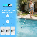 Poolvio 12FT Pool Pole, 2-Piece Telescopic Swimming Pool Cleaning Pole with Universal Threaded Tips, 2-in-1 Design for Skimmer Nets, Vacuum Heads, Brushes & Household Cleaning Tools